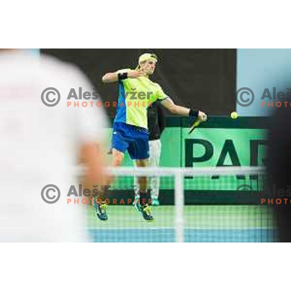 Blaz Rola of Slovenia during Davis Cup 2018 between Slovenia and Poland, played in Lukna, Maribor, Slovenia on February 3, 2018