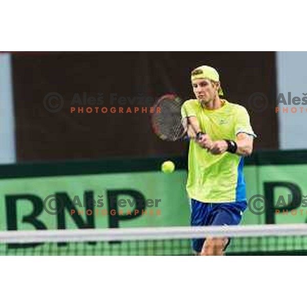 Blaz Rola of Slovenia during Davis Cup 2018 between Slovenia and Poland, played in Lukna, Maribor, Slovenia on February 3, 2018
