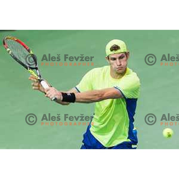 Blaz Rola of Slovenia during Davis Cup 2018 between Slovenia and Poland, played in Lukna, Maribor, Slovenia on February 3, 2018