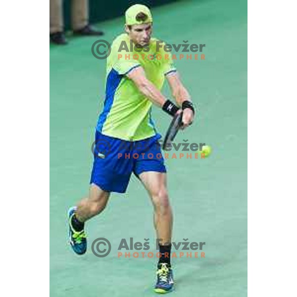 Blaz Rola of Slovenia during Davis Cup 2018 between Slovenia and Poland, played in Lukna, Maribor, Slovenia on February 3, 2018