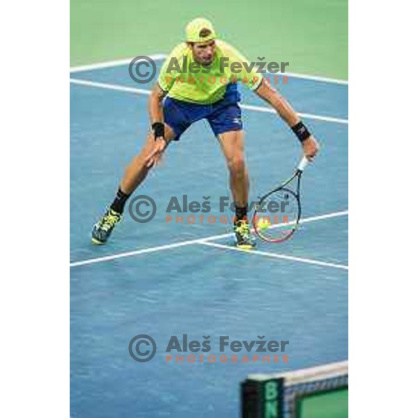 Blaz Rola of Slovenia during Davis Cup 2018 between Slovenia and Poland, played in Lukna, Maribor, Slovenia on February 3, 2018