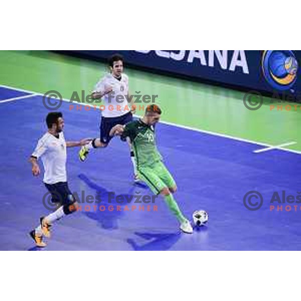 Alen Fetic of Slovenia in action during futsal match between Slovenia and Serbia at UEFA Futsal Euro 2018 in Stozice, Ljubljana on January 30, 2018
