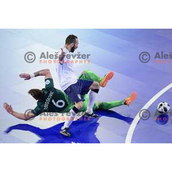 Denis Totoskovic of Slovenia in action during futsal match between Slovenia and Serbia at UEFA Futsal Euro 2018 in Stozice, Ljubljana on January 30, 2018