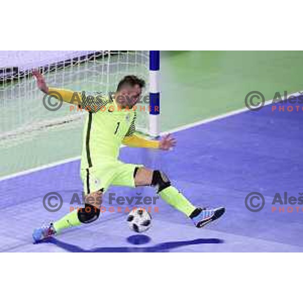 Damir Puskar of Slovenia in action during futsal match between Slovenia and Serbia at UEFA Futsal Euro 2018 in Stozice, Ljubljana on January 30, 2018