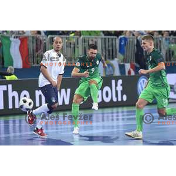 Gasper Vrhovec of Slovenia in action during futsal match between Slovenia and Serbia at UEFA Futsal Euro 2018 in Stozice, Ljubljana on January 30, 2018