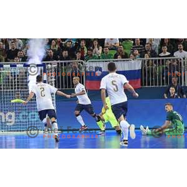 of Slovenia in action during futsal match between Slovenia and Italy at UEFA Futsal Euro 2018 in Stozice, Ljubljana on February 3, 2018