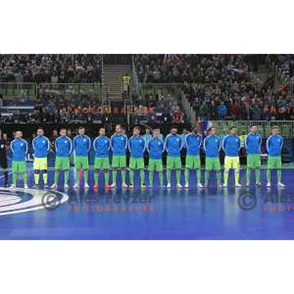 of Slovenia in action during futsal match between Slovenia and Italy at UEFA Futsal Euro 2018 in Stozice, Ljubljana on February 3, 2018