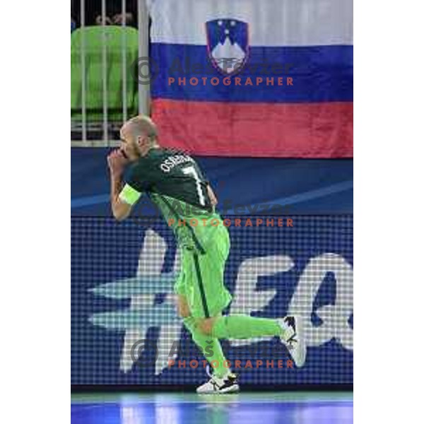 Igor Osredkar of Slovenia celebrates goal during futsal match between Slovenia and Italy at UEFA Futsal Euro 2018 in Stozice, Ljubljana on February 3, 2018