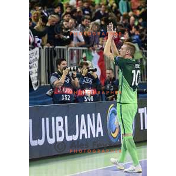 Alen Fetic of Slovenia in action during futsal match between Slovenia and Serbia at UEFA Futsal Euro 2018 in Stozice, Ljubljana on January 30, 2018