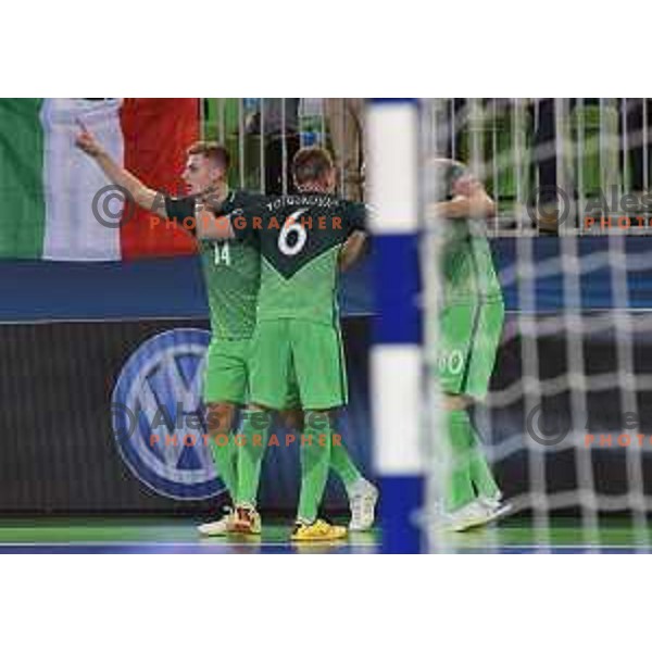 of Slovenia in action during futsal match between Slovenia and Italy at UEFA Futsal Euro 2018 in Stozice, Ljubljana on February 3, 2018