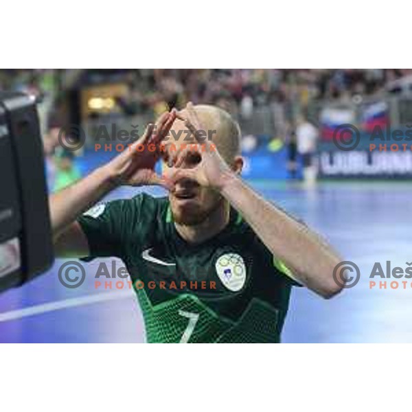 Igor Osredkar of Slovenia in action during futsal match between Slovenia and Serbia at UEFA Futsal Euro 2018 in Stozice, Ljubljana on January 30, 2018