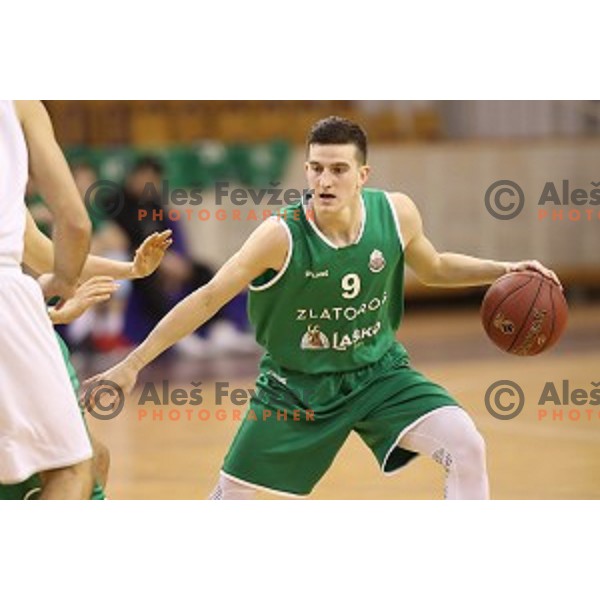 Nejc Baric of Zlatorog during Nova KBM league basketball match between Ilirija and Zlatorog Lasko in Tivoli Hall, Ljubljana, Slovenia on February 4, 2018