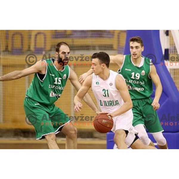 Zan Mark Sisko of Ilirija action during Nova KBM league basketball match between Ilirija and Zlatorog Lasko in Tivoli Hall, Ljubljana, Slovenia on February 4, 2018