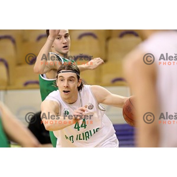 Luka Voncina of Ilirija action during Nova KBM league basketball match between Ilirija and Zlatorog Lasko in Tivoli Hall, Ljubljana, Slovenia on February 4, 2018