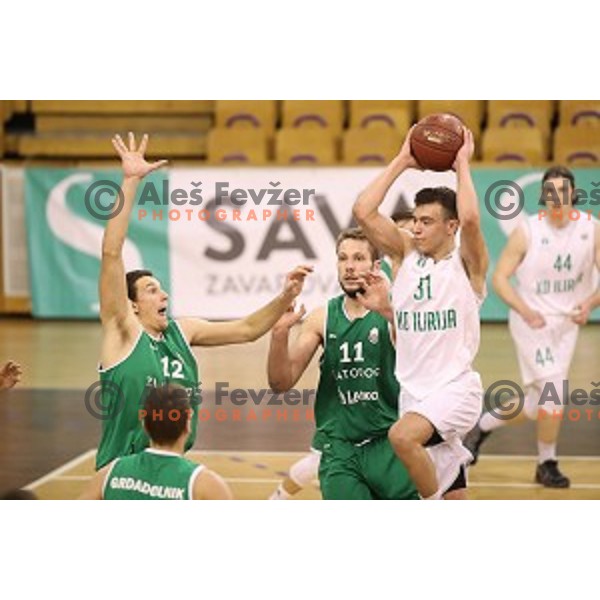 Zan Mark Sisko of Ilirija action during Nova KBM league basketball match between Ilirija and Zlatorog Lasko in Tivoli Hall, Ljubljana, Slovenia on February 4, 2018