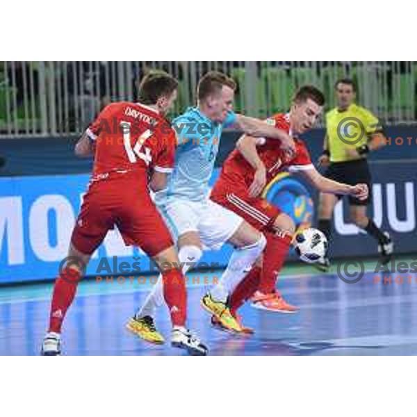 of Slovenia in action during futsal match between Slovenia and Russia in quarter-final of UEFA Futsal Euro 2018 in Stozice, Ljubljana on February 5, 2018