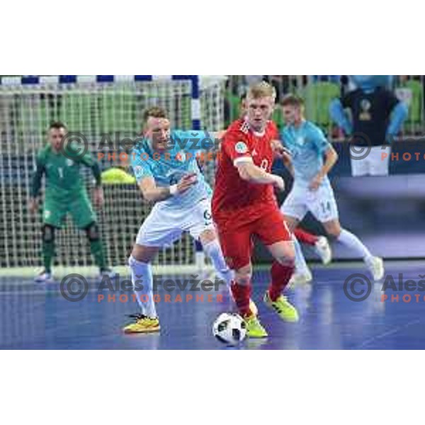 of Slovenia in action during futsal match between Slovenia and Russia in quarter-final of UEFA Futsal Euro 2018 in Stozice, Ljubljana on February 5, 2018