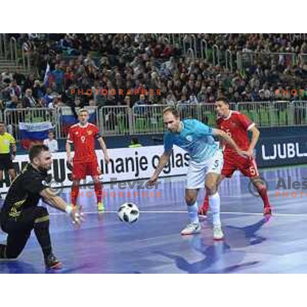 of Slovenia in action during futsal match between Slovenia and Russia in quarter-final of UEFA Futsal Euro 2018 in Stozice, Ljubljana on February 5, 2018