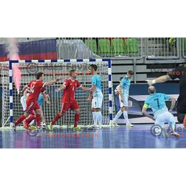 of Slovenia in action during futsal match between Slovenia and Russia in quarter-final of UEFA Futsal Euro 2018 in Stozice, Ljubljana on February 5, 2018