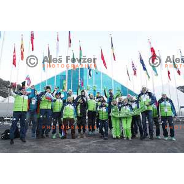 Team Slovenia during Team Welcome Ceremony at Olympic Village Plaza during PyeongChang 2018 Winter Olympic Games, South Korea on February 7, 2018