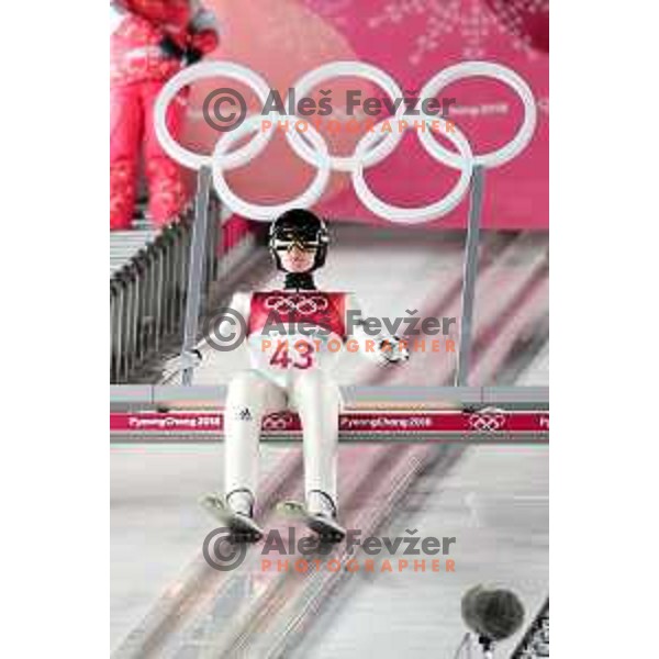 Peter Prevc (SLO) at Ski jumping Men\'s Normal Hill Individual Qaulification during PyeongChang 2018 Winter Olympic Games, South Korea on February 8, 2018