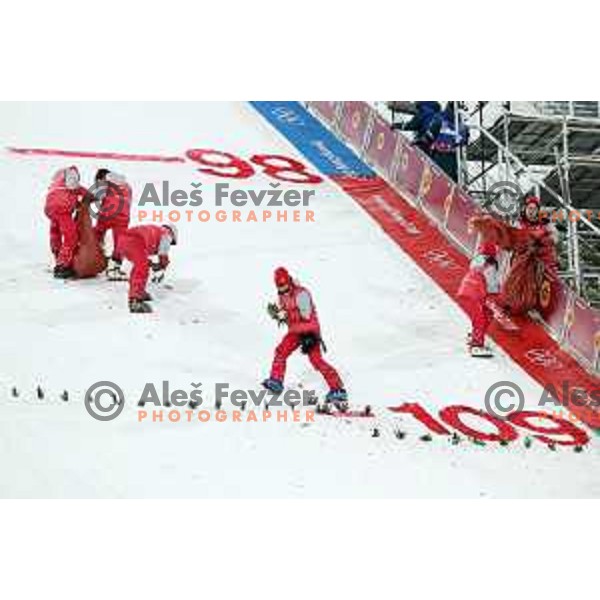 Decoration team at Ski jumping Men\'s Normal Hill Individual Qaulification during PyeongChang 2018 Winter Olympic Games, South Korea on February 8, 2018