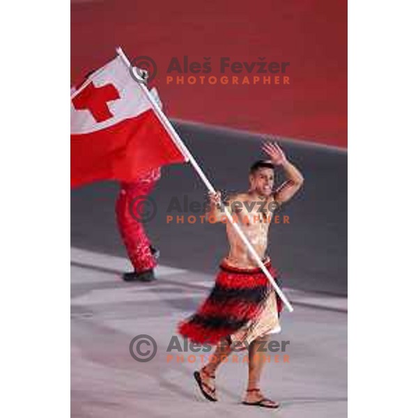 Pita Taufatofua of Tonga at Opening Ceremony of PyeongChang 2018 Winter Olympic Games, South Korea on February 9, 2018