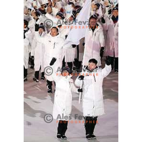 United team of Korea at Opening Ceremony of PyeongChang 2018 Winter Olympic Games, South Korea on February 9, 2018