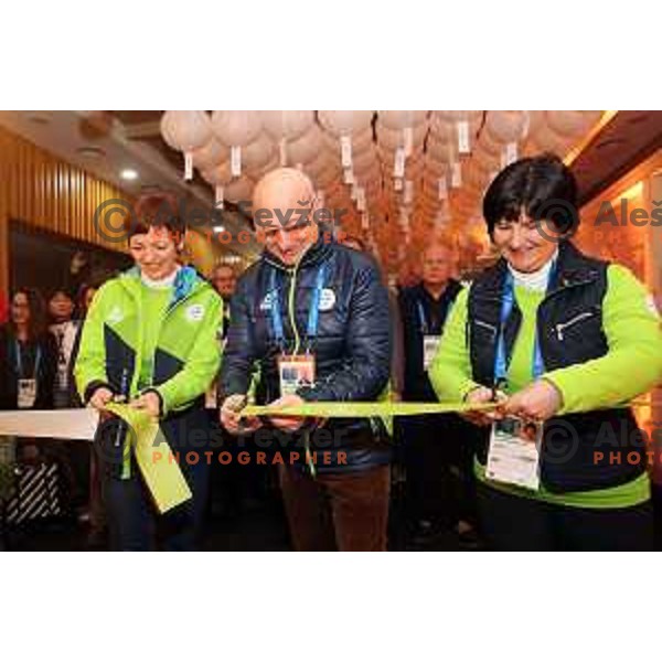 Eva Stravs Podlogar, Maja Makovec Brencic, Bogdan Gabrovec at Official Opening Slovenia house during PyeongChang 2018 Winter Olympic Games, South Korea on February 10, 2018