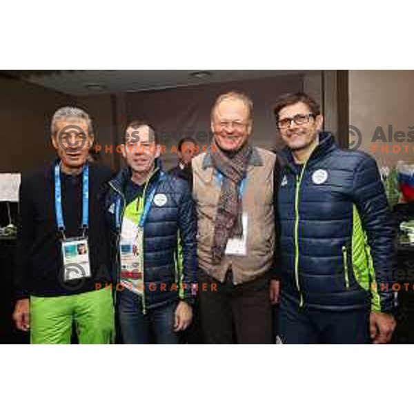 Stojan petric, Enzo Smrekar, Janez Skrabec and Matjaz Rakovec at Official Opening Slovenia house during PyeongChang 2018 Winter Olympic Games, South Korea on February 10, 2018