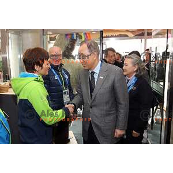 Maja Makovec Brencic, Bogdan Gabrovec and Ban Ki Moon at Official Opening Slovenia house during PyeongChang 2018 Winter Olympic Games, South Korea on February 10, 2018