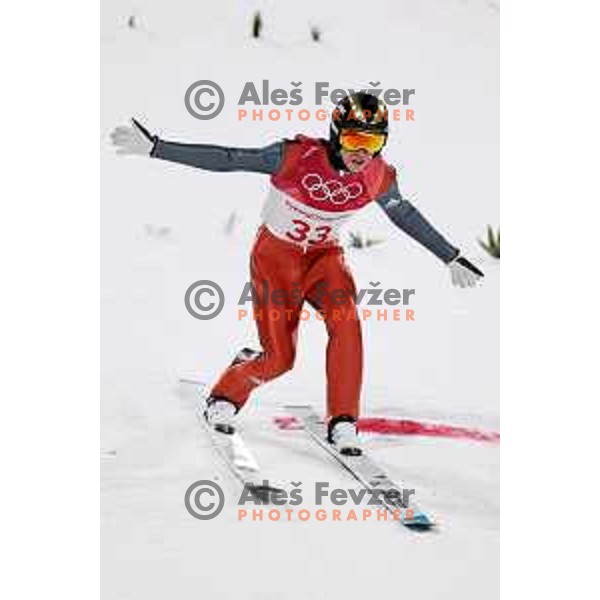 Tilen Bartol (SLO) during first round jump at Ski jumping Normal hill comptition during PyeongChang 2018 Winter Olympic Games, South Korea on February 10, 2018