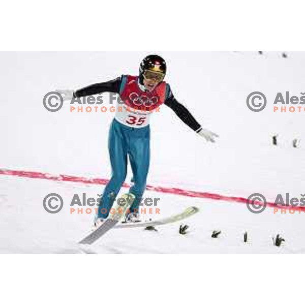 Simon Ammann (SUI) during first round jump at Ski jumping Normal hill comptition during PyeongChang 2018 Winter Olympic Games, South Korea on February 10, 2018