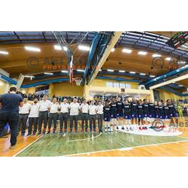 Team France prior to Women’s EuroBasket 2019 Qualifiers basketball match between Slovenia and France, played in Arena Gimnazija Celje-Center, Celje, Slovenia on February 10, 2018