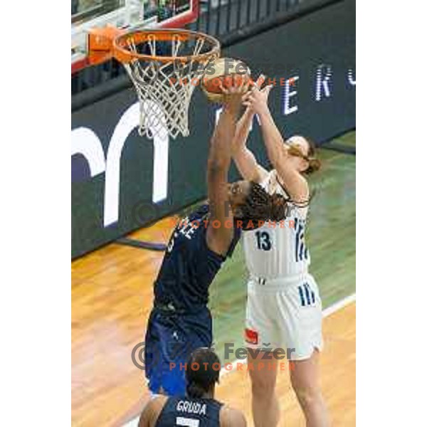 Endene Miyem of team France in action during Women’s EuroBasket 2019 Qualifiers basketball match between Slovenia and France, played in Arena Gimnazija Celje-Center, Celje, Slovenia on Februry 10, 2018