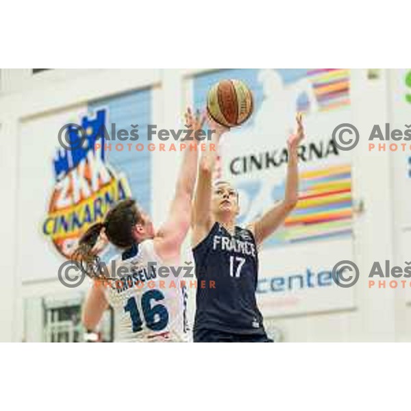 Aleksandra Kroselj of team Slovenia vs Marine Johannes of team France in action during Women’s EuroBasket 2019 Qualifiers basketball match between Slovenia and France, played in Arena Gimnazija Celje-Center, Celje, Slovenia on Februry 10, 2018
