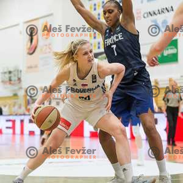 Larisa Ocvirk of team Slovenia in action during Women’s EuroBasket 2019 Qualifiers basketball match between Slovenia and France, played in Arena Gimnazija Celje-Center, Celje, Slovenia on February 10, 2018