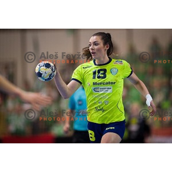 Nina Zulic in action during EHF Women\'s Champions league handball match between Krim Merkator and Gyori AUDI ETO in Kodeljevo, Ljubljana, Slovenia on February 10, 2018