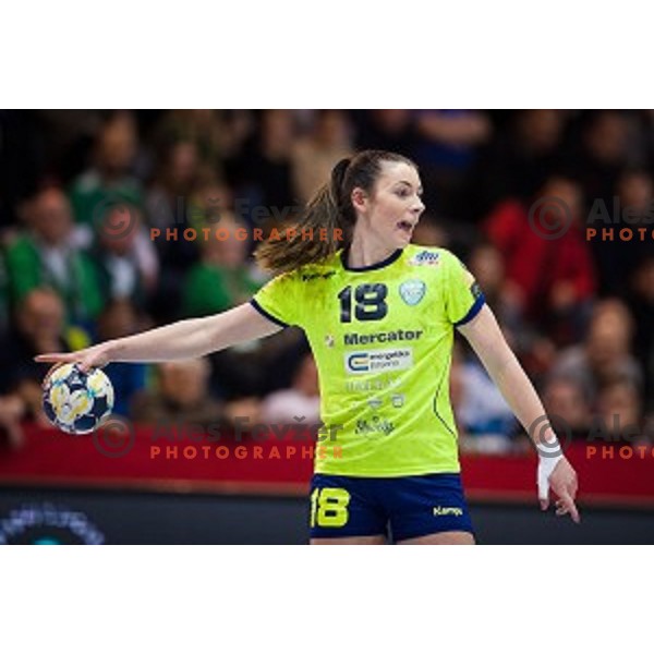 Nina Zulic in action during EHF Women\'s Champions league handball match between Krim Merkator and Gyori AUDI ETO in Kodeljevo, Ljubljana, Slovenia on February 10, 2018