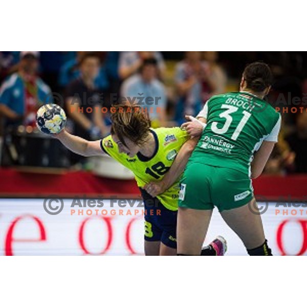 Nina Zulic in action during EHF Women\'s Champions league handball match between Krim Merkator and Gyori AUDI ETO in Kodeljevo, Ljubljana, Slovenia on February 10, 2018
