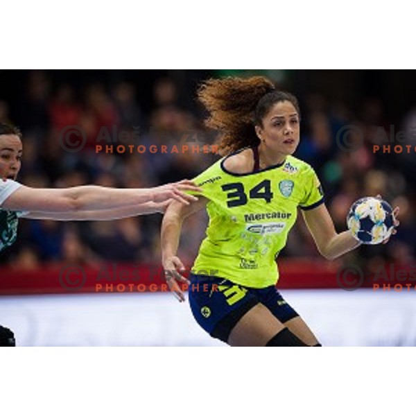 Lamprini Tsakalaou in action during EHF Women\'s Champions league handball match between Krim Merkator and Gyori AUDI ETO in Kodeljevo, Ljubljana, Slovenia on February 10, 2018