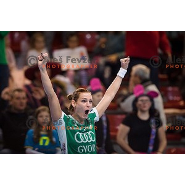 Anita Gorbitcz in action during EHF Women\'s Champions league handball match between Krim Merkator and Gyori AUDI ETO in Kodeljevo, Ljubljana, Slovenia on February 10, 2018