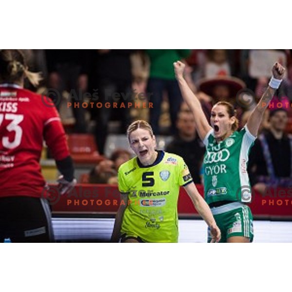 Aneta Benko in action during EHF Women\'s Champions league handball match between Krim Merkator and Gyori AUDI ETO in Kodeljevo, Ljubljana, Slovenia on February 10, 2018
