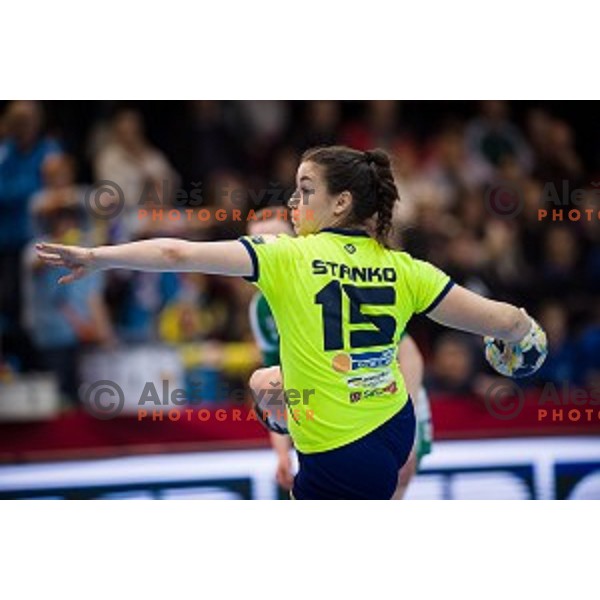 Tjasa Stanko in action during EHF Women\'s Champions league handball match between Krim Merkator and Gyori AUDI ETO in Kodeljevo, Ljubljana, Slovenia on February 10, 2018