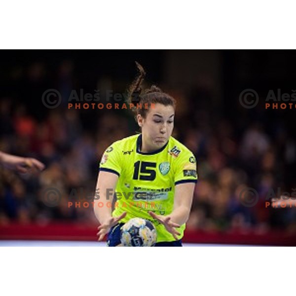 Tjasa Stanko in action during EHF Women\'s Champions league handball match between Krim Merkator and Gyori AUDI ETO in Kodeljevo, Ljubljana, Slovenia on February 10, 2018