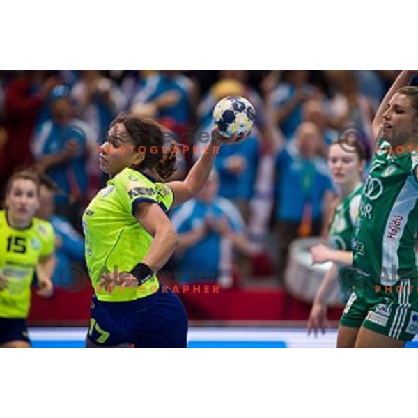 in action during EHF Women\'s Champions league handball match between Krim Merkator and Gyori AUDI ETO in Kodeljevo, Ljubljana, Slovenia on February 10, 2018
