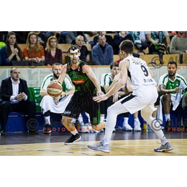in action during ABA Liga basketball match between Petrol Olimpija and Partizan, Tivoli, Ljubljana, Slovenia on February 10, 2018