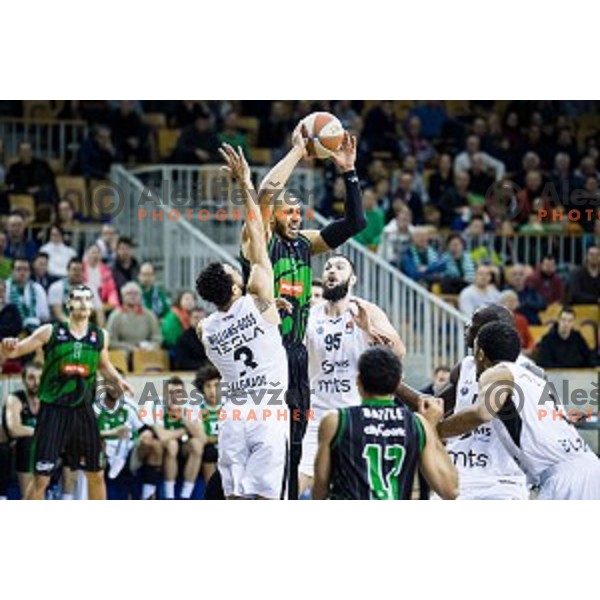 in action during ABA Liga basketball match between Petrol Olimpija and Partizan, Tivoli, Ljubljana, Slovenia on February 10, 2018