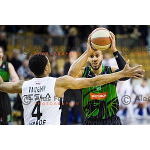 in action during ABA Liga basketball match between Petrol Olimpija and Partizan, Tivoli, Ljubljana, Slovenia on February 10, 2018
