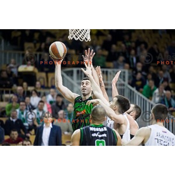 in action during ABA Liga basketball match between Petrol Olimpija and Partizan, Tivoli, Ljubljana, Slovenia on February 10, 2018